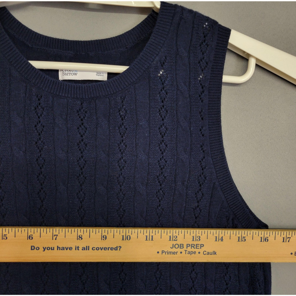 Sweater Vest Womens S Navy Blue Pointelle Knit Sleeveless Preppy Croft & Barrow - Picture 7 of 12